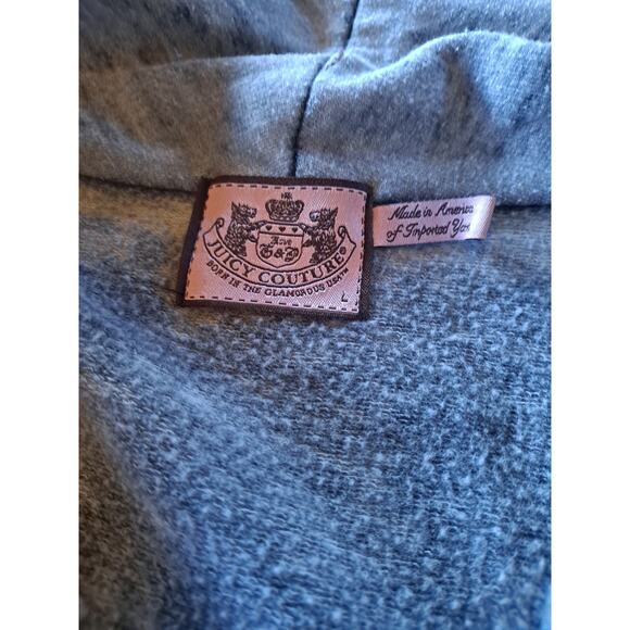 Juicy Couture Sweaters - JUICY COUTURE Womens Sweater LARGE Gray Heathered Cardigan Open Bling Trim Knit